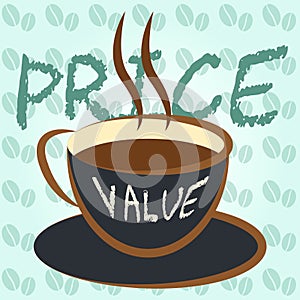 Price Vs Value Words Comparing Cost Outlay Against Financial Worth - 3d Illustration photo