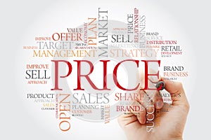 PRICE word cloud with marker, business concept background photo