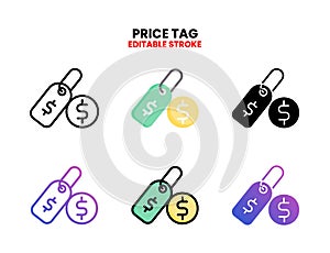 Pricetag icon set with different styles.