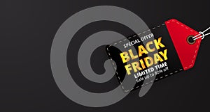 Pricetag label for black friday sale discount banner template for fashion or clothing