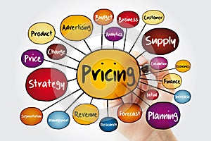 Pricing mind map flowchart with marker, business concept for presentations and reports