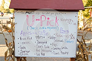 U-Pick Sign at Detering Farm Eugene Oregon photo