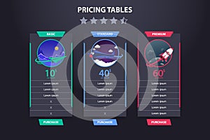 Pricing Table 3 Different Plane Vector Template Dark