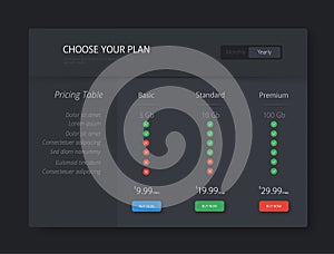 Pricing table illustration