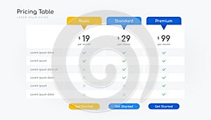Pricing table infographic design
