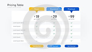 Pricing table infographic design
