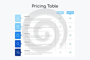 Pricing table infographic design