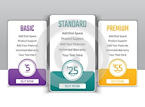 Pricing table list pack