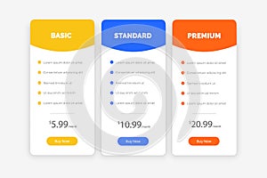 Pricing table pack. Pricing table template for website.