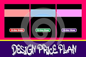 Pricing table, subscription plans comparison design template with glass effect.