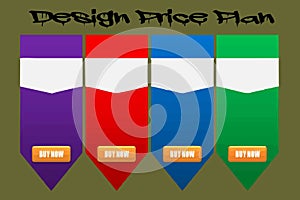 Pricing table, subscription plans comparison design template with glass effect.