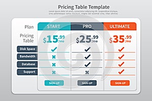 Pricing Table Template Graphic Design