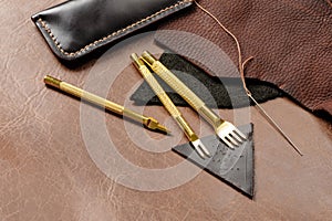 Pricking irons, leather working tools photo