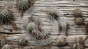 Prickly Cactus On Weathered Wood: Attention To Texture And Clever Juxtapositions