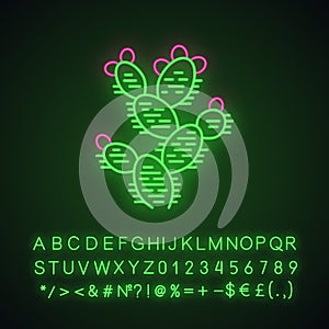 Prickly pear neon light icon