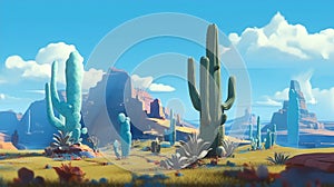 Prickly Skyline of Desert Dreams, Made with Generative AI