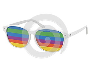 pride flag colors sunglasses isolated on white background. 3d rendering - generated by ai
