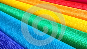 Pride Flag by Gilbert Baker. Symbol of the overall LGBTQ LGBTI community. Crepe paper is available in pink, red, orange