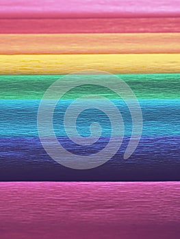 Pride Flag by Gilbert Baker. Symbol of the overall LGBTQ LGBTI community. Crepe paper is available in pink, red, orange