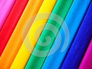 Pride Flag by Gilbert Baker. Symbol of the overall LGBTQ LGBTI community. Crepe paper is available in pink, red, orange