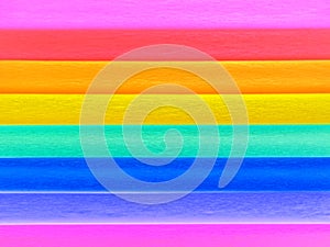 Pride Flag by Gilbert Baker. Symbol of the overall LGBTQ LGBTI community. Crepe paper is available in pink, red, orange