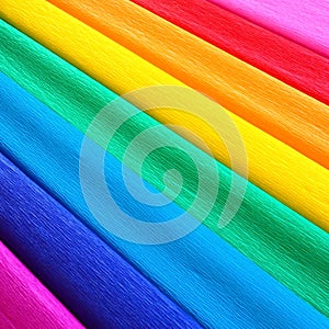 Pride Flag by Gilbert Baker. Symbol of the overall LGBTQ LGBTI community. Crepe paper is available in pink, red, orange