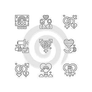 Pride life pixel perfect linear icons set