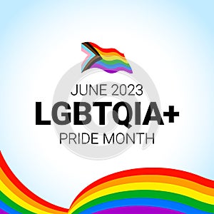 Pride month 2023 concept. Freedom rainbow flag, gay parade annual summer event. Design template for flyer, card, poster, banner,