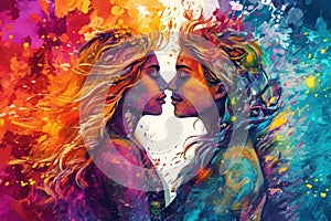 pride month and day love conquers all The colors of the LGBT community. kiss abstract concept illustration generative ai