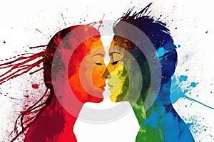 pride month and day love conquers all The colors of the LGBT community. kiss abstract concept illustration generative ai