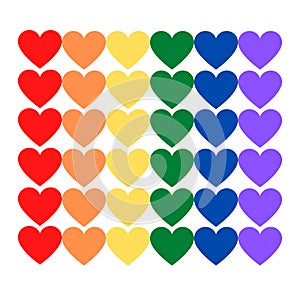 Pride month hearts symbol . colorful