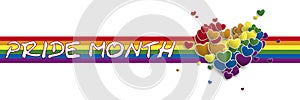Pride Month Rainbow Hearts Splash Stripes Header