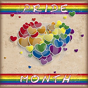 Pride Month Vintage Rainbow Hearts Splash Stripes