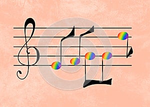 Pride and rainbow music notes background for people LGBT