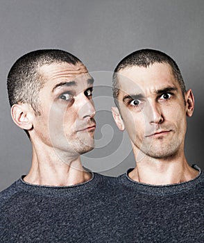 Pride or split personality with two-headed dark circle man