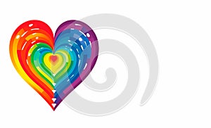 Modern Rainbow Colored Heart Illustration on White Background. Generative AI. photo
