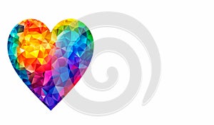 Modern Rainbow Colored Heart Illustration on White Background. Generative AI. photo