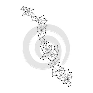 Pridnestrovian Moldavian Republic map of polygonal mosaic lines network, rays, dots illustration. photo