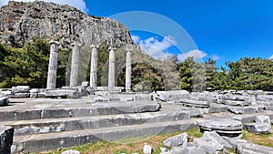 Columns of Priene antique Greek city of Ionia near Ayd?n province Turkey photo