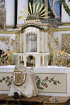 Priest in a church