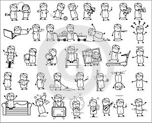 Priest Monk Character Drawings - Set of Concepts Vector illustrations