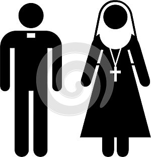 Priest and nun pictogram photo