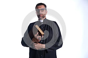 Priest portrait with Holy Bible in hands