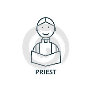 Priest at wedding in church vector line icon, linear concept, outline sign, symbol