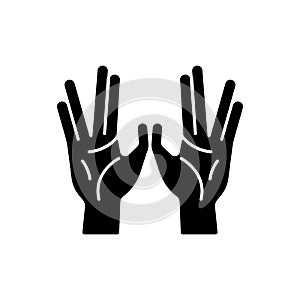 Priestly blessing hands black glyph icon