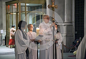 Priests in Prayer inside Saint John Divine Church