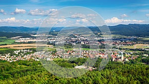 Prievidza and Bojnice from viewpointin Cajka - Aerial view of Slovakia