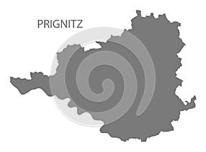 Prignitz grey county map of Brandenburg Germany
