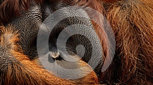 Primal Elegance: Intimate Close-Up of Orangutan Fur
