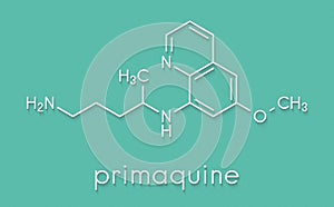 Primaquine malaria drug molecule. Skeletal formula.
